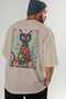 For the Love of Cats 81 Cat Printed Beige Oversize T-Shirt 100% Cotton Unisex Cat Lover Premium Design - 7