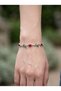 Silver Color Red Green Zircon Stone Ivy Leaf Design Steel Bracelet - Tarnish Resistant - 20cm - 2