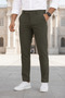 Men's Dark Green Slim Fit Lycra Side Pocket Ankle Length Plain Fabric Trousers - 2