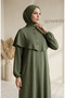 Button Detailed Vest Dress Double Set 2275-04 Khaki - 3
