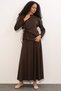 Women's Scarf Blouse Skirt Two-Piece Set - Brown 1417