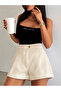 Women's High Waist Cream Shorts – Comfortable Fit Folded Summer Shorts - 2