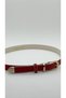 Women's Minimal Elegant Gold Three-Part Buckle Curved 2.5 cm Double Color Contrast Stitched Belt Pants Dress Coat Matching - 3