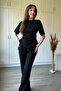 Waist Detailed Modal Fabric Trousers Black Set - 6