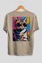 For the Love of Cats 13 Cats Printed Beige Oversize T-Shirt 100% Cotton Unisex Cat Lover Premium Design