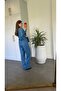 Comfortable Tencel Texture Shirt and Pants Set Blue - 4