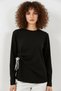 Women's Long Sleeve Blouse with Scarf Detail - Black