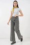 Women's High Waist Denim Wide Leg Gray Palazzo Pants - 3