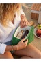 Women's Green Straw Clutch Handmade Zipper Bag-Lined - 4