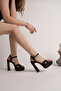 Women's High-Heeled Open Back Stone-Embellished Platform Shoes - 2
