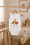 Dinosaur Printed Sleeveless Baby Bodysuit with Snap Fasteners White 100% Cotton - 2