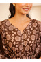 Brown Floral Drawstring Cotton Top and Pyjama Set - 4