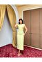 Stone Printed Slim Fit Padded Slit Yellow Long Dress
