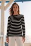 Women's Plus Size Crew Neck Striped Long Sleeve Cotton Mom T-Shirt Combed Cotton Blouse - 5
