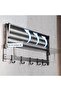 (bi15)Towel Rack Stainless Steel Towel Rack, Wall-Mounted Double Storage Shelf with Hooked Bathroom Accessories (Black) - 3