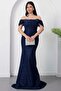 Strapless Neckline Rhinestone Lace Dress Dmn226