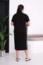 Women's Black and White Striped Stand Collar Zipper Collar Combed Cotton Stylish Dress - 4