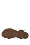 Women's Genuine Leather Black Flat Sandals - 4