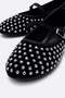 Stoned Helmeted Women's Ballerinas Black Silver - 5