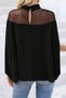 Women's Turtleneck Tulle Detailed Side Open Wide Cut Sandy Blouse - 5