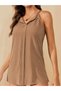 Women's Sandy Blouse with Rope Straps and Front Opening Collar Detail - 2