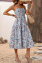 New Season Women's Rope Strap Patterned Gipe Detail Midi Single Jersey Summer Dress - 3