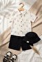 Baby Boy Penguin Patterned 100% Cotton Muslin Shirt and Shorts Set - Breathable Summer Bohemian Combination - 2