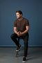 Men's Ottoman Fabric Crew Neck Brown T-Shirt - 185 - 4