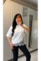 Short Sleeve Crew Neck Viscose Two-Thread Blouse with Lace Detail - 3