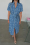Denim Shirt Dress with Stitching Detail - 3