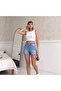 Heart Embroidered Blue Embroidered Short/ Mini Denim Shorts - 3