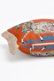 Fringed Throw Pillow Cover with Floral and Zebra Figures - Orange Eclectic Pillowcase with Cream Tassels - 6
