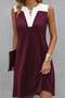 Women's Strappy V-Neck Double Color Short Viscose Two Thread Dress