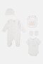 Toddlers Girl 5 Pcs Allover Print Bodysuit And Bib Set, Multicolor - 2