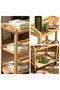 OneDcor Bamboo 3-Tier Rolling Cart, Natural Wood Storage Organizer with Wheels - 7