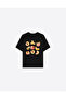 Peach Printed Crew Neck Oversize Trendy Women's T-Shirt