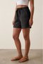 Black Women's 100% Cotton Muslin Fabric Shorts with Elastic Waist, Double Pockets, Comfortable Cut, Summer Shorts - 3