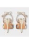 Women's Stone Cord Detailed Armor Fabric Pointed Toe Heeled Shoes Gold - 4