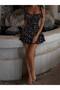 Women's Black Pink Floral Mini Dress Ruffled Chest Cutout Strappy Tie-Up Summer Dress - 8
