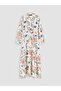 Nevavm Shirt Collar Patterned Waist-Sitting Dress with a Difference