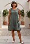 Khaki Pool Collar Sleeveless Pocketed Lined Embroidered Washable Casual Cotton Woven Dress 110 55