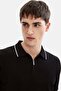 Black Zippered Polo Collar Regular Fit Knitted Sweater - 2