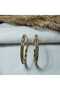 Gold Color Stone-Set Hoop Earrings - 3