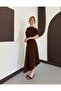 Women's Dress Asymmetrical Cut One Shoulder Draped Midi Length Dress - 4