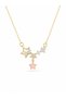 316L Steel Chain Gold Color Star Figured Zircon Stone Women's Necklace |   Pink Enamel Star Detailed K