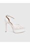 Jadelis Fabric Leather Women's White Heeled Sandals - 2