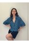 Retro Style Loose Short Sleeve Shirt Women's Blueberry - 5