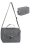 Gray Tr5 Set of 2 Crinkle Fabric Thermal Lunch Box + Double Pencil Holder