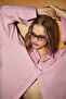 Lumore Women's Oversize Fit 100% Organic Cotton Pink Shirt - 2