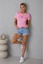 Women's Crew Neck T-Shirt with Stone Heart Detail - 3